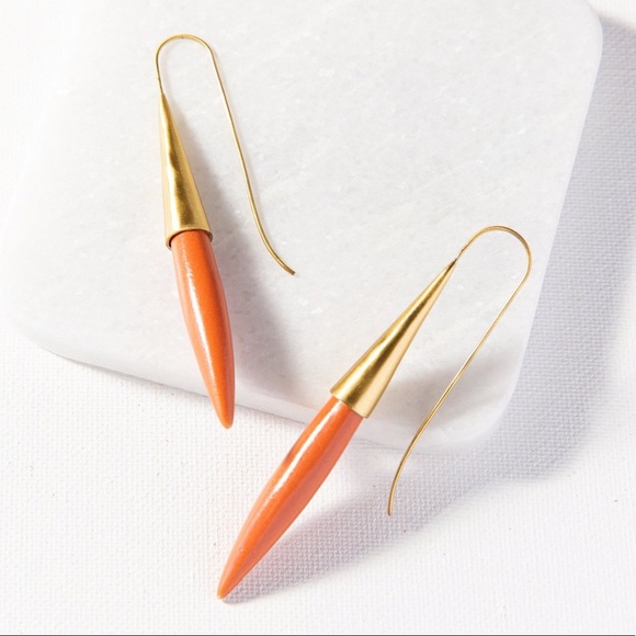 Ink + alloy Terra Cotta And Brass Spike Earring - Picture 4 of 8
